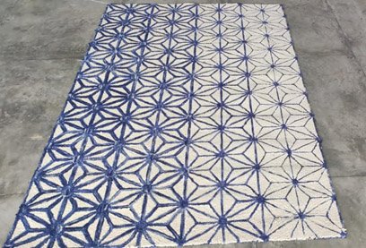 Geometric-Blue-White-Viscose-Rug